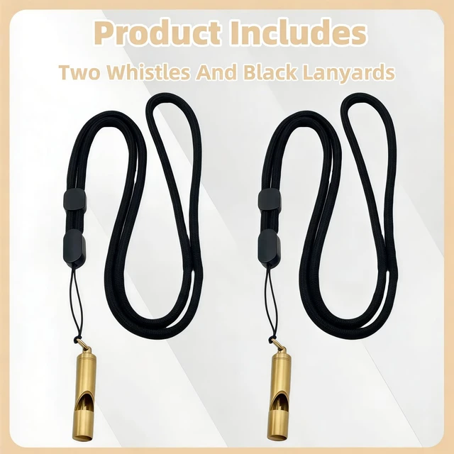 Alt view image 4 of 6 - 2 Pack Loudest Brass Whistle Premium Emergency Whistle,Fit for Outdoor Camping Survival Whistle On The Key Chain or Hang Around Your Neck