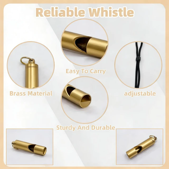 Alt view image 3 of 6 - 2 Pack Loudest Brass Whistle Premium Emergency Whistle,Fit for Outdoor Camping Survival Whistle On The Key Chain or Hang Around Your Neck