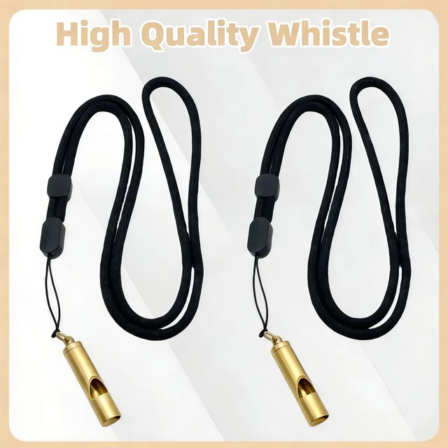 Alt view image 5 of 6 - 2 Pack Loudest Brass Whistle Premium Emergency Whistle,Fit for Outdoor Camping Survival Whistle On The Key Chain or Hang Around Your Neck