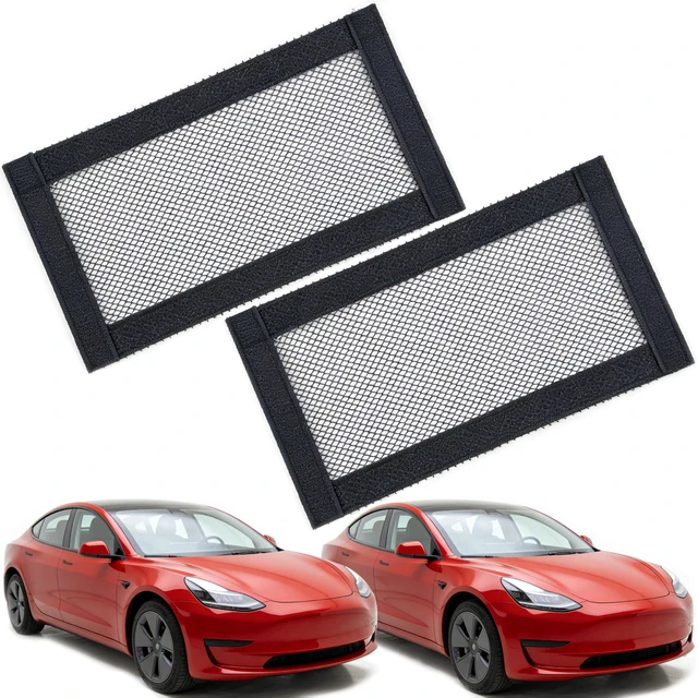 Main image of 2-Pack Rear Air Vent Cover for Tesla Model Y Model 3 2019-2026, Upgraded Mesh Fabric with Velcro, Car Air Vent Outlet Protector Accessories