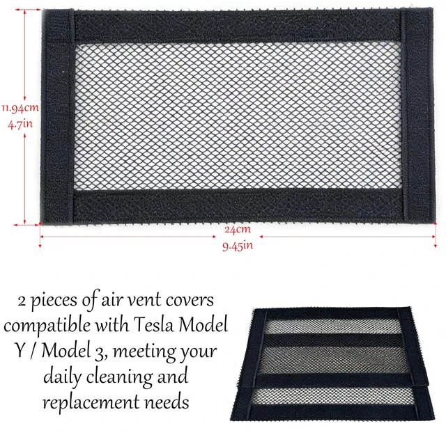 Alt view image 7 of 7 - 2-Pack Rear Air Vent Cover for Tesla Model Y Model 3 2019-2026, Upgraded Mesh Fabric with Velcro, Car Air Vent Outlet Protector Accessories