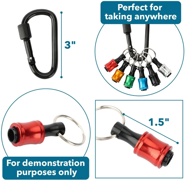 Alt view image 3 of 7 - Keychain Bit Holder, 6 pcs, 1/4" Hex Shank, Screwdriver Bit Holder | Extension Bar Keychain Drill Screw Adapter, Aluminum Alloy, Quick-Change, Tools & Home Improvement Gift