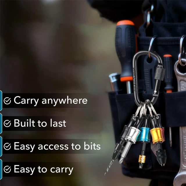 Alt view image 6 of 7 - Keychain Bit Holder, 6 pcs, 1/4" Hex Shank, Screwdriver Bit Holder | Extension Bar Keychain Drill Screw Adapter, Aluminum Alloy, Quick-Change, Tools & Home Improvement Gift