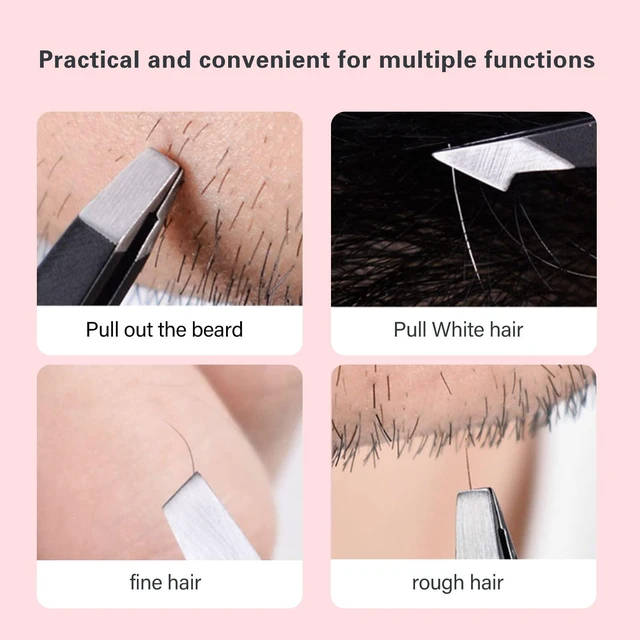 Alt view image 4 of 7 - 4Pcs Steel Tweezers Set, Eyebrow Blackhead Ingrown Hair Tool | Rust-Proof 4Pcs Multi-Tip Tweezers for Eyebrows, Blackheads & Ingrown Hairs, Daily Unisex Facial Grooming