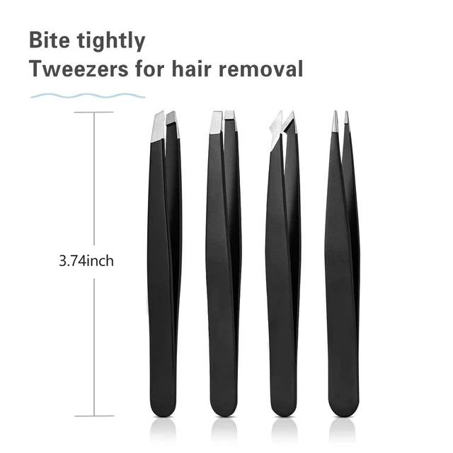 Alt view image 7 of 7 - 4Pcs Steel Tweezers Set, Eyebrow Blackhead Ingrown Hair Tool | Rust-Proof 4Pcs Multi-Tip Tweezers for Eyebrows, Blackheads & Ingrown Hairs, Daily Unisex Facial Grooming