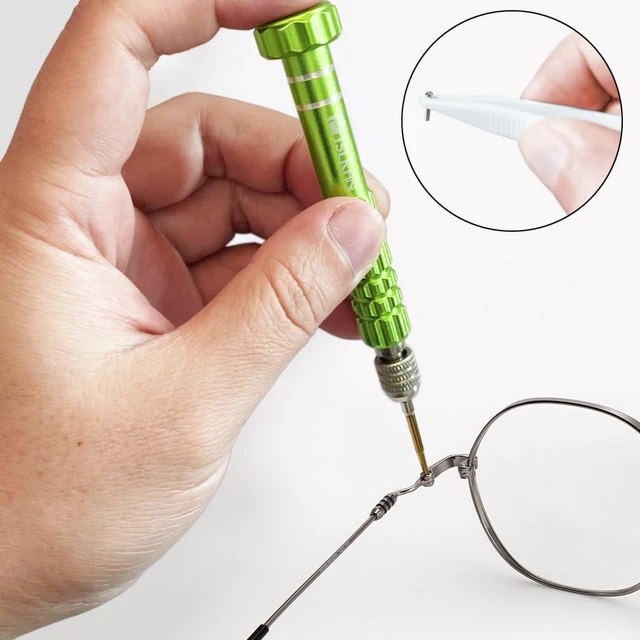 Alt view image 5 of 6 - Eye Glass Repairing Kit, S2 Steel Screwdriver with 15 Types of Screws, Precision Eyeglass Repair Tool Set (Green2in1-screws)
