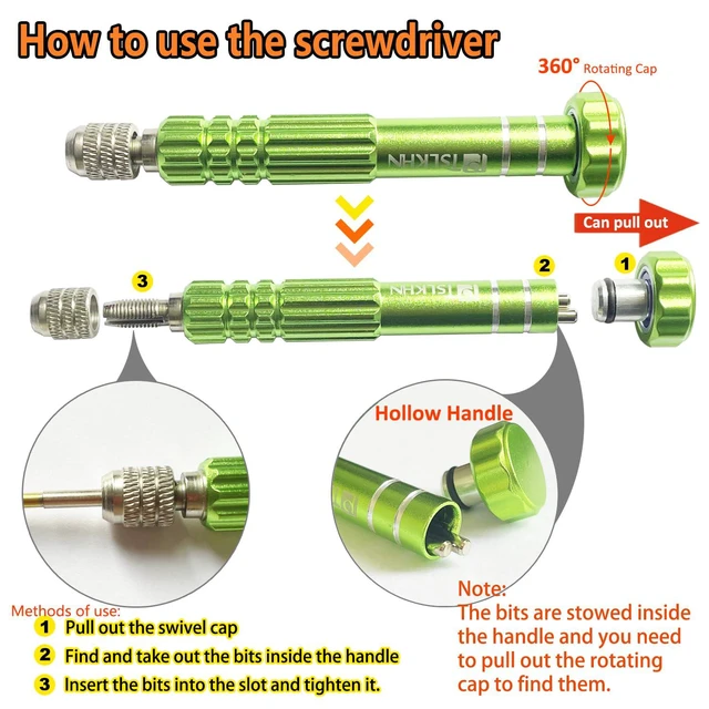 Alt view image 4 of 6 - Eye Glass Repairing Kit, S2 Steel Screwdriver with 15 Types of Screws, Precision Eyeglass Repair Tool Set (Green2in1-screws)