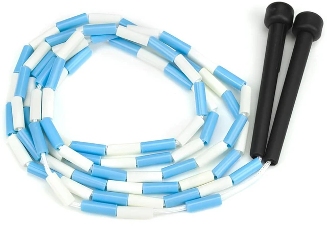 Main image of Jump Rope with Plastic Beaded Segmentation, 7', Blue/White