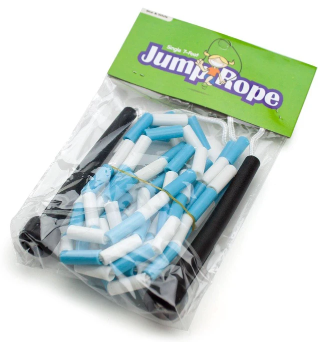 Alt view image 5 of 6 - Jump Rope with Plastic Beaded Segmentation, 7', Blue/White