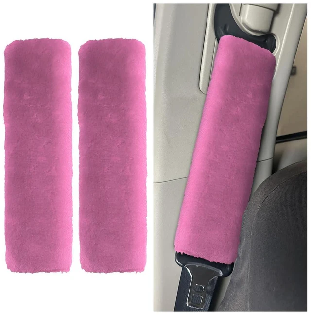 Main image of 2PCS Soft Faux Sheepskin Car Seat Belt Cover Pads, Pink | Driving Comfortable Seat Belt Shoulder Strap Cover Harness Pad, Universal Fluffy Car Seatbelt Cushion Protect Shoulder & Neck