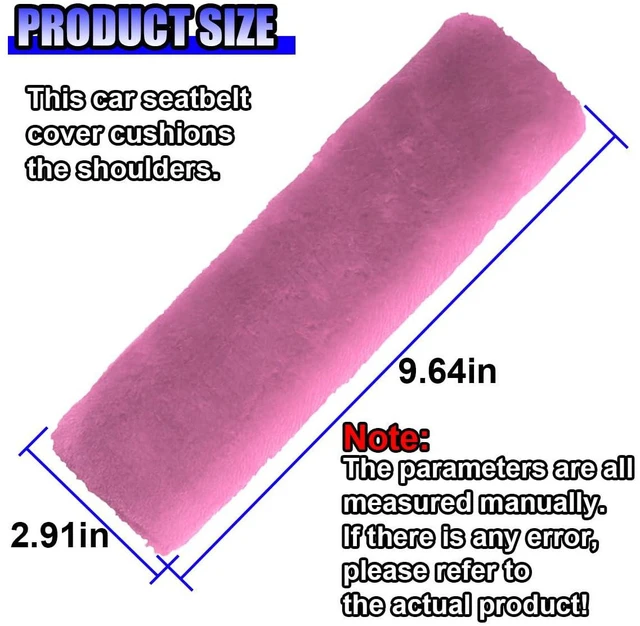 Alt view image 2 of 5 - 2PCS Soft Faux Sheepskin Car Seat Belt Cover Pads, Pink | Driving Comfortable Seat Belt Shoulder Strap Cover Harness Pad, Universal Fluffy Car Seatbelt Cushion Protect Shoulder & Neck