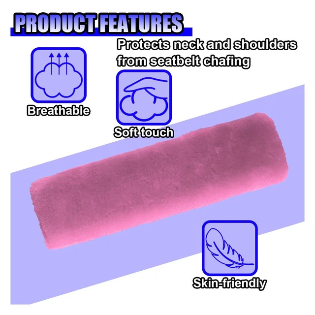 Alt view image 4 of 5 - 2PCS Soft Faux Sheepskin Car Seat Belt Cover Pads, Pink | Driving Comfortable Seat Belt Shoulder Strap Cover Harness Pad, Universal Fluffy Car Seatbelt Cushion Protect Shoulder & Neck