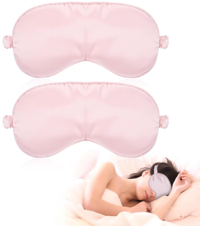 Main image of 2 Pcs Sleep Mask, Pink Soft Silky Eye Cover | Satin Blindfold Elastic Strap Night Eye Shade, Eye Sleep Shade Cover, Blocks Light Reduces Puffy Eyes Gifts
