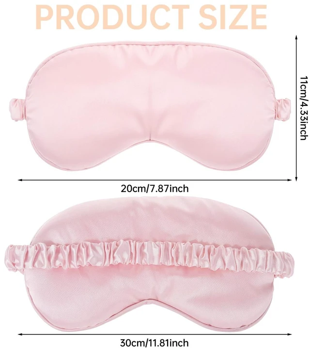 Alt view image 2 of 7 - 2 Pcs Sleep Mask, Pink Soft Silky Eye Cover | Satin Blindfold Elastic Strap Night Eye Shade, Eye Sleep Shade Cover, Blocks Light Reduces Puffy Eyes Gifts
