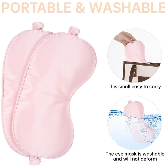 Alt view image 4 of 7 - 2 Pcs Sleep Mask, Pink Soft Silky Eye Cover | Satin Blindfold Elastic Strap Night Eye Shade, Eye Sleep Shade Cover, Blocks Light Reduces Puffy Eyes Gifts