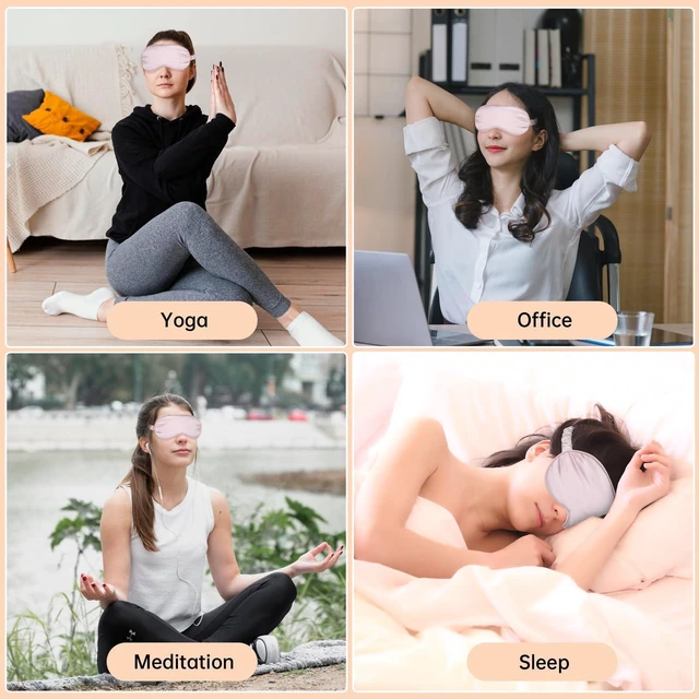 Alt view image 7 of 7 - 2 Pcs Sleep Mask, Pink Soft Silky Eye Cover | Satin Blindfold Elastic Strap Night Eye Shade, Eye Sleep Shade Cover, Blocks Light Reduces Puffy Eyes Gifts