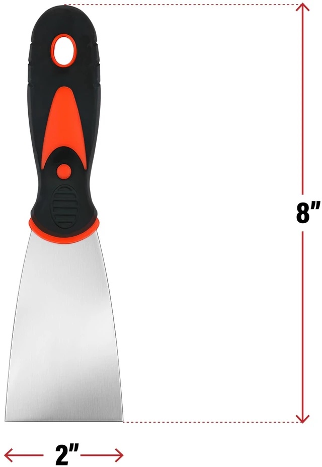 Alt view image 2 of 3 - 2 in Putty Knife Scraper, Soft Grip Metal Spackle Tool