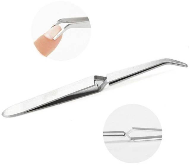 Main image of Nail Art Tweezers False Nail Tip Holding Rhinestone Picking Tools | Curved Tip Nail Sculpting Tweezers Stainless Steel Manicure Clip Nail Art False Nail Shaping Tool