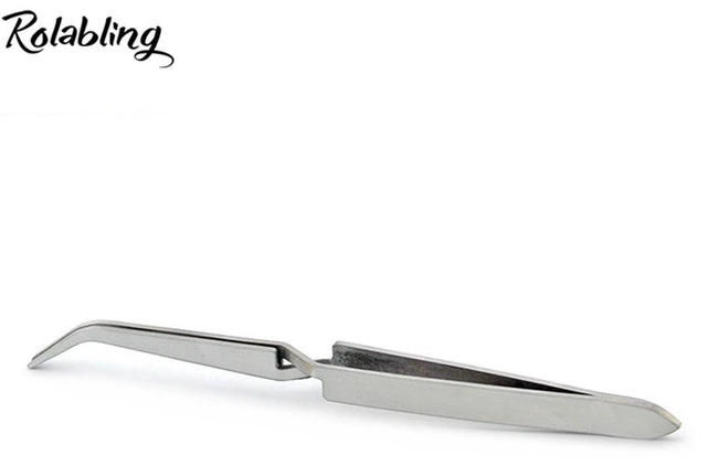 Alt view image 3 of 6 - Nail Art Tweezers False Nail Tip Holding Rhinestone Picking Tools | Curved Tip Nail Sculpting Tweezers Stainless Steel Manicure Clip Nail Art False Nail Shaping Tool