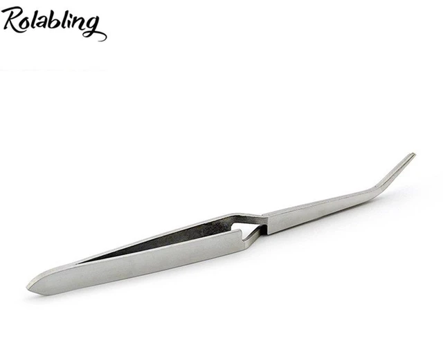 Alt view image 2 of 6 - Nail Art Tweezers False Nail Tip Holding Rhinestone Picking Tools | Curved Tip Nail Sculpting Tweezers Stainless Steel Manicure Clip Nail Art False Nail Shaping Tool