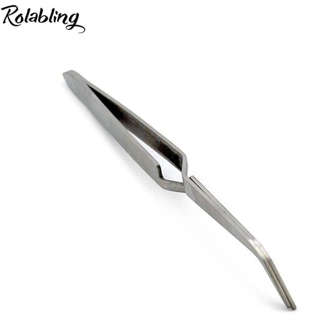 Alt view image 4 of 6 - Nail Art Tweezers False Nail Tip Holding Rhinestone Picking Tools | Curved Tip Nail Sculpting Tweezers Stainless Steel Manicure Clip Nail Art False Nail Shaping Tool