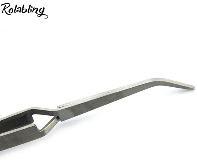 Alt view image 5 of 6 - Nail Art Tweezers False Nail Tip Holding Rhinestone Picking Tools | Curved Tip Nail Sculpting Tweezers Stainless Steel Manicure Clip Nail Art False Nail Shaping Tool