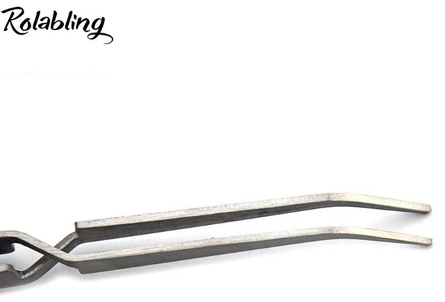 Alt view image 6 of 6 - Nail Art Tweezers False Nail Tip Holding Rhinestone Picking Tools | Curved Tip Nail Sculpting Tweezers Stainless Steel Manicure Clip Nail Art False Nail Shaping Tool