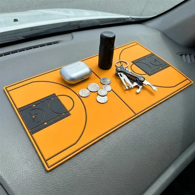 Main image of Car Dashboard Non-Slip Mat, 10.55" x 5.82" Sticky Pads (Basketball) | Adhesive Anti-Slip Mat, Universal Car Dashboard Gripping Pad for Phones, Sunglasses, Keys, Coins, GPS, Electronic Devices