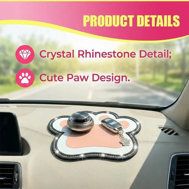 Alt view image 3 of 6 - Bling Bear Claw Car Dashboard Non Slip Mat, Rhinestone Car Dashboard Grip Pad, Vehicle Strong Sticky Pads for Cell Phone, Sunglass, Key, Glass, Electronic Devices (Pink)