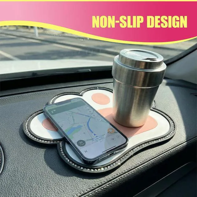 Alt view image 4 of 6 - Bling Bear Claw Car Dashboard Non Slip Mat, Rhinestone Car Dashboard Grip Pad, Vehicle Strong Sticky Pads for Cell Phone, Sunglass, Key, Glass, Electronic Devices (Pink)