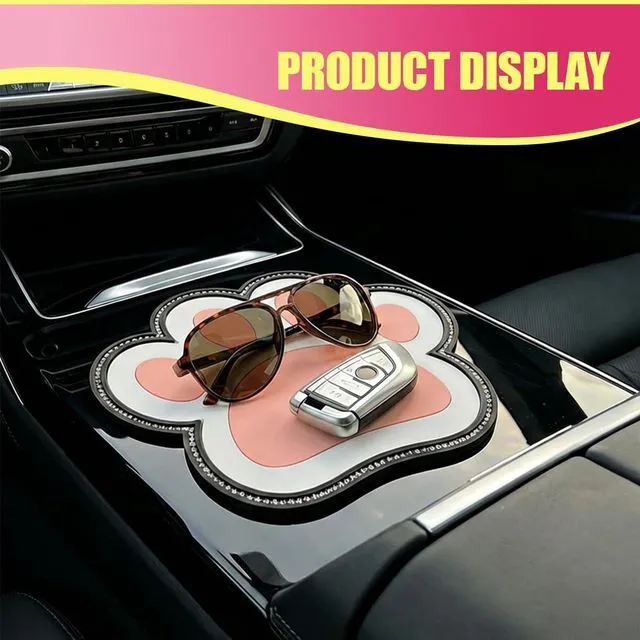 Alt view image 6 of 6 - Bling Bear Claw Car Dashboard Non Slip Mat, Rhinestone Car Dashboard Grip Pad, Vehicle Strong Sticky Pads for Cell Phone, Sunglass, Key, Glass, Electronic Devices (Pink)