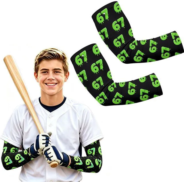 Main image of 67 Ice Cream Drip Baseball Arm Sleeves for Youth Adult 6 7 Funny Design Sport Moisture Wicking