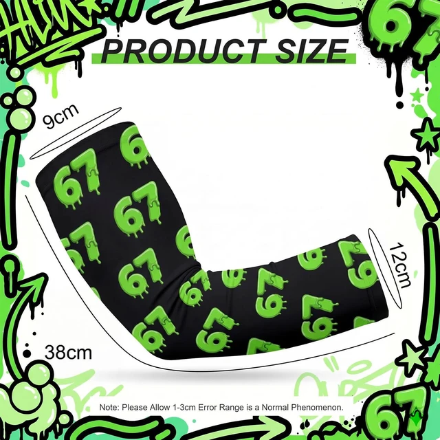 Alt view image 2 of 7 - 67 Ice Cream Drip Baseball Arm Sleeves for Youth Adult 6 7 Funny Design Sport Moisture Wicking