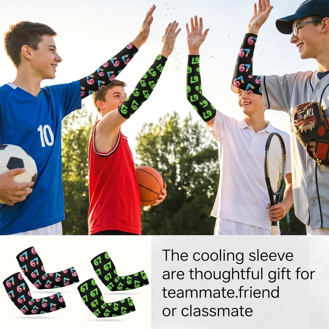 Alt view image 5 of 7 - 67 Ice Cream Drip Baseball Arm Sleeves for Youth Adult 6 7 Funny Design Sport Moisture Wicking