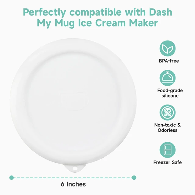 Alt view image 2 of 7 - 1 Pack Silicone Lid Compatible with Dash Ice Cream Maker Mug, Reusable Silicone Bowl Cover for Ice Cream Storage Food-grade Freezer Bowl Lid, Freezer Dishwasher Safe, White (Bowl NOT Included)