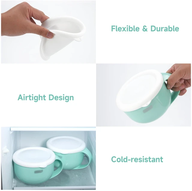 Alt view image 3 of 7 - 1 Pack Silicone Lid Compatible with Dash Ice Cream Maker Mug, Reusable Silicone Bowl Cover for Ice Cream Storage Food-grade Freezer Bowl Lid, Freezer Dishwasher Safe, White (Bowl NOT Included)