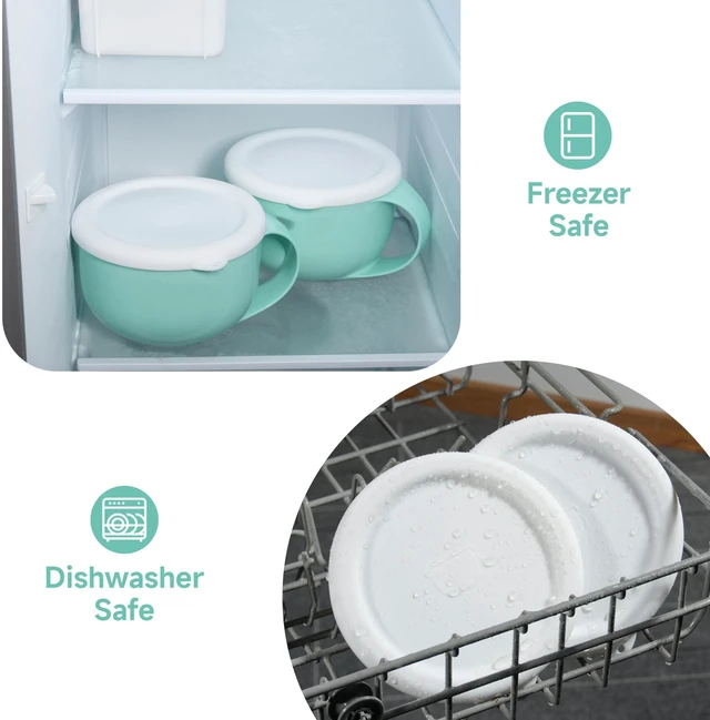 Alt view image 6 of 7 - 1 Pack Silicone Lid Compatible with Dash Ice Cream Maker Mug, Reusable Silicone Bowl Cover for Ice Cream Storage Food-grade Freezer Bowl Lid, Freezer Dishwasher Safe, White (Bowl NOT Included)