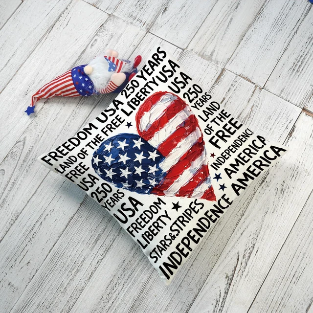 Alt view image 4 of 6 - 4th of July Pillow Covers 18x18 Inch Red and Blue Heart Patriotic Decorative Throw Pillows Independence Day Freedom Outdoor Patio Cushion Case for Sofa Couch Home Decor