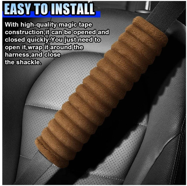 Alt view image 6 of 6 - 2PCS Car Seat Belt Cover, Safety Soft Shoulder Strap Cover, Harness Seat Belt Pad Protect Neck and Shoulder, Universal for Cars, Trucks, SUVs (Brown)