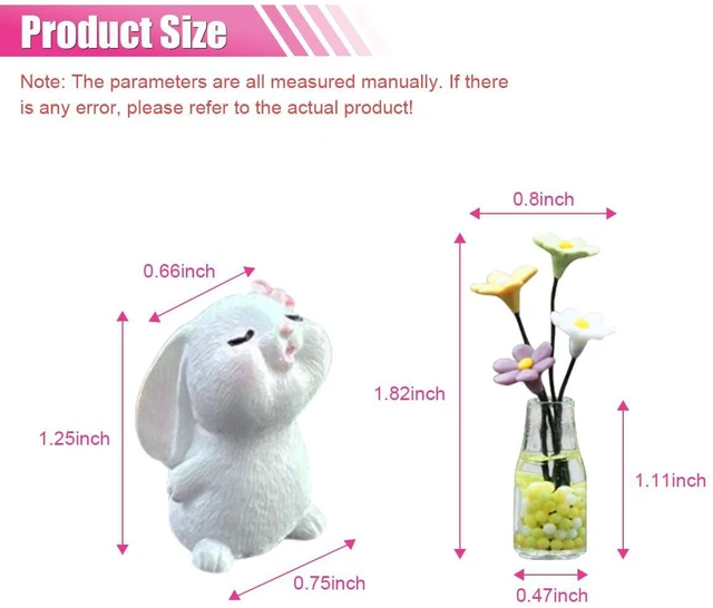 Alt view image 2 of 6 - Set of 2 Cute Mini Bunny and Daisy Flower Vase Car Dashboard Decoration, Adorable Car Rearview Mirror Charm Ornaments, Car Interior Decors Ornament Accessories for Women Funny Gifts