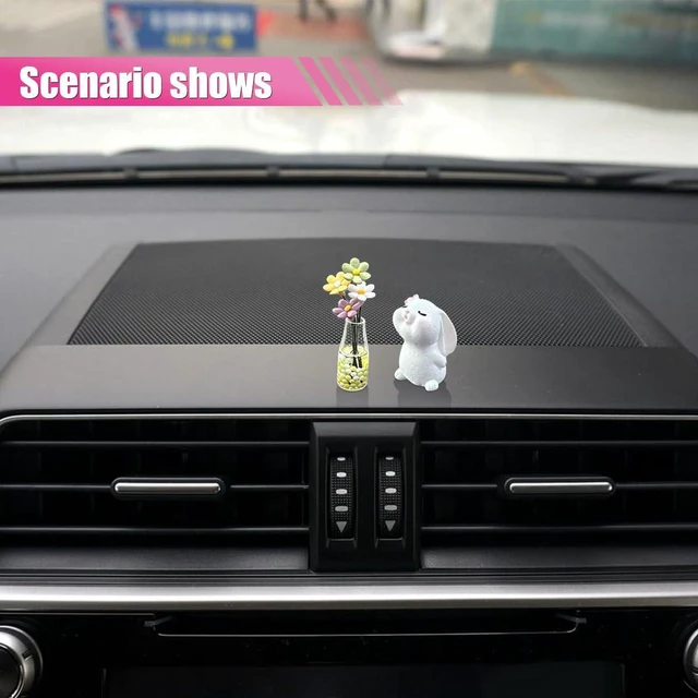 Alt view image 3 of 6 - Set of 2 Cute Mini Bunny and Daisy Flower Vase Car Dashboard Decoration, Adorable Car Rearview Mirror Charm Ornaments, Car Interior Decors Ornament Accessories for Women Funny Gifts