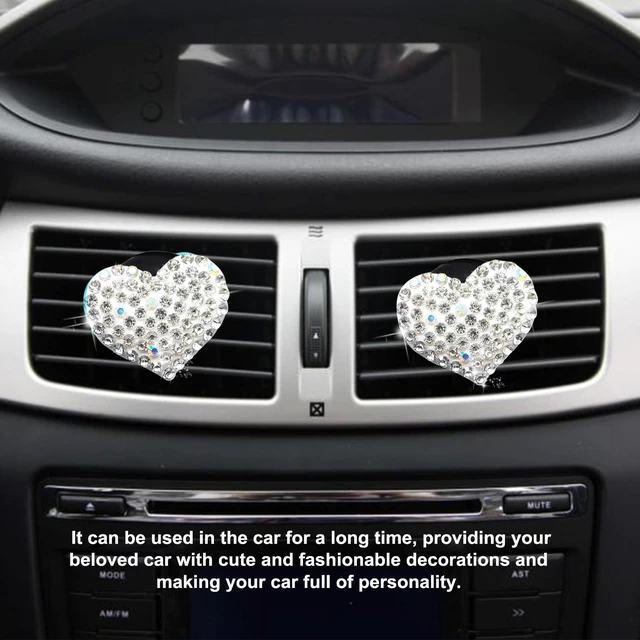Alt view image 7 of 7 - 2 Pieces Bling Crystal Heart Car Vent Clips Sparkling Air Freshener and Decorative Accessories for Women Men SUV Truck (White)