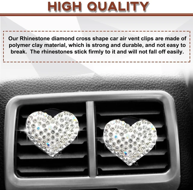 Alt view image 5 of 7 - 2 Pieces Bling Crystal Heart Car Vent Clips Sparkling Air Freshener and Decorative Accessories for Women Men SUV Truck (White)
