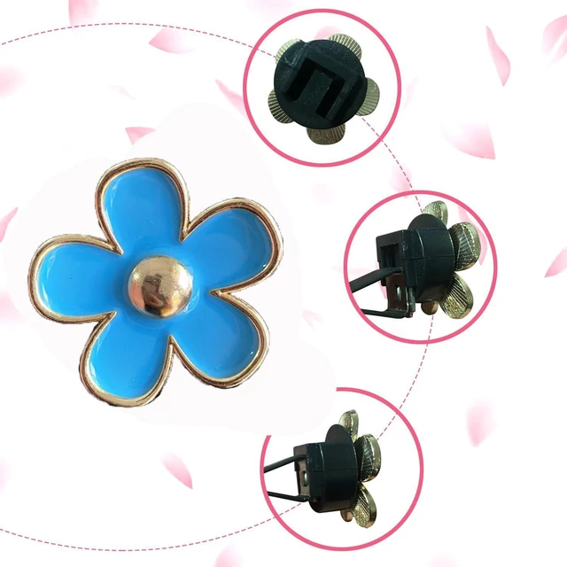 Alt view image 3 of 6 - 4 Pcs Daisy Flower Car Air Vent Clips with Fragrance Pads, Blue | Cute Air Fresheners Clip, Car Decor Accessories, for Women and Girls, Interior Aesthetic, Car Interior Decor, Charm