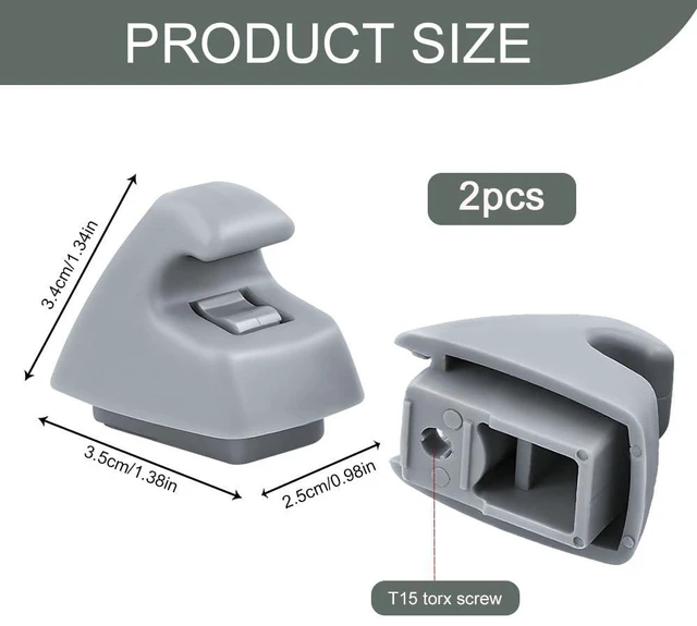 Alt view image 2 of 7 - 2PCS Sun Visor Support Retainer Clip, Sunvisor Holder Hook, Anti Vibration Sun Visor Bracket Holder, Fit for Chevy Cruze Sonic Spark and Buick Verano, Replaces OEM# 95994975, 95994976 (Gray)