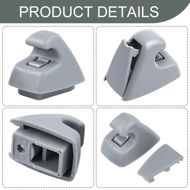 Alt view image 3 of 7 - 2PCS Sun Visor Support Retainer Clip, Sunvisor Holder Hook, Anti Vibration Sun Visor Bracket Holder, Fit for Chevy Cruze Sonic Spark and Buick Verano, Replaces OEM# 95994975, 95994976 (Gray)