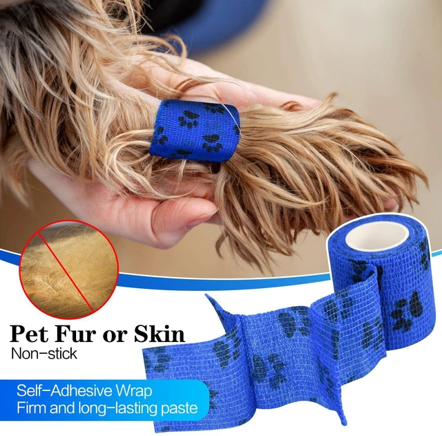 Alt view image 2 of 7 - 6pcs 2" Self Adhesive Bandage Wraps, Paw Prints A | for Dogs Pet Animals & Ankle Sprains & Swelling