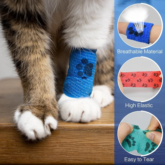 Alt view image 3 of 7 - 6pcs 2" Self Adhesive Bandage Wraps, Paw Prints A | for Dogs Pet Animals & Ankle Sprains & Swelling