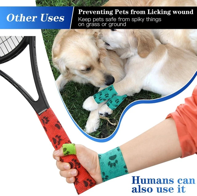 Alt view image 4 of 7 - 6pcs 2" Self Adhesive Bandage Wraps, Paw Prints A | for Dogs Pet Animals & Ankle Sprains & Swelling