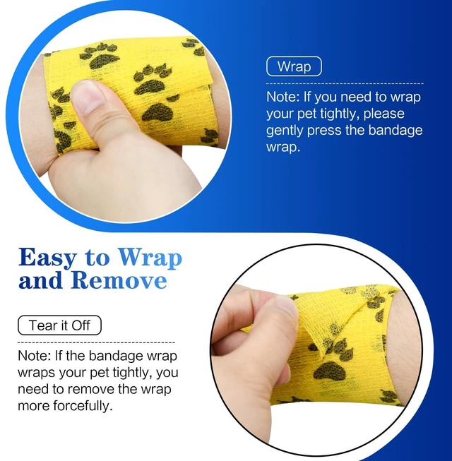 Alt view image 7 of 7 - 6pcs 2" Self Adhesive Bandage Wraps, Paw Prints A | for Dogs Pet Animals & Ankle Sprains & Swelling